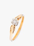 L & T Heirlooms Second Hand 9ct Yellow Gold Solitaire Diamond Rope Edge Ring, Dated Circa 1988