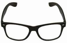 Black Austin Powers Style Clear Lens Fancy Dress Glasses