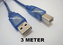 3 METER USB Data Printer cable for Canon PIXMA MG5750 A4 Colour Multifunction Inkjet Printer