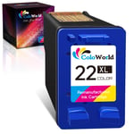 ColoWorld Remanufactured 22 XL Colour Ink Cartridges Replacement for HP 22XL for HP Deskjet F2120 F2280 F380 F390 F4180 F335 F375 F4190 D2360 D1460 PSC 1410 1415 Officejet 4315 4355 Printers(1 Pack)