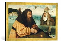 Kunst für Alle 'Encadré Image de Hieronymus Bosch La Tentation de Saint Antoine Impression d'art dans Le Cadre de Haute qualité Photos Fait Main, 60 x 40 cm, Or Raya