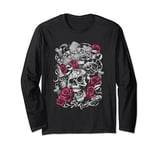 Guns N' Roses Official Flourish Skull Pink Roses Long Sleeve T-Shirt