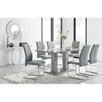 Furniturebox UK (Elephant Grey) Imperia Grey Modern High Gloss Dining Table And 6 Lorenzo Chairs Set