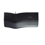 CHERRY KC 4500 ERGO, Ergonomic Keyboards, French Layout (AZERTY), Wired, Padded Palm Rest with Memory Foam, Curved Keypad, Black