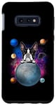 Coque pour Galaxy S10e Boston Terrier On The Moon Galaxy Funny Dog In Space Puppy