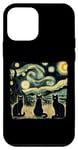 Coque pour iPhone 12 mini Trois chats Van Gogh Nuit étoilée Amoureux des chats Vintage