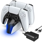 ECHTPower Chargeur Manette PS5, Station de Chargement avec Adaptateur Compatible avec Manettes DualSense Playstation 5, Support