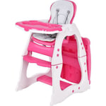 COSTWAY Chaise Haute Bébé Convertible 3 en 1 Table et pour Enfant avec Plateau Dossier Réglable Ceinture de Sécurité Rose
