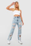 Super Distressed High Waisted Mom Jeans