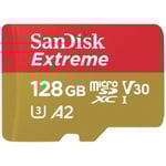 Sandisk micro SD-minneskort - Extreme - 128 GB - Läshastighet 160MB/s - Skrivhastighet 90MB/s