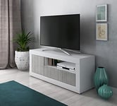 Dmora Meuble TV de salon, Buffet avec étagères et étagères, Meuble TV de salon, 137x42h56 cm, Couleur Blanc et Ciment