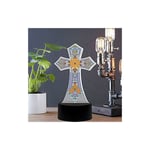 Diamond Painting Kit With Led Night Light Special Cross Shape Diy Handmade Artwork 5d Partial Drill Crystal Drawing Kit Bedside Lamp Arts