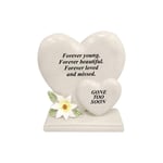 Personalised Grave Ornament/Memorial Plaque with Double Hearts | Graveside Decoration Gift in the Loving Memory of your Loving Deceased Ones (Gone too soon)
