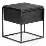 Rootz Handgjort sidobord - Fyrkantigt bord - Svart - Massivt trä - Metall - Unik design - Dolt förvaringsfack - Handgjorda - 47cm x 47cm x 51cm