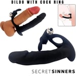 Vibrating Penis Cock Ring Double Penetration Anal Dildo Plug Sex Toys
