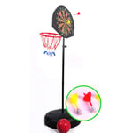 Nologo Basketball Hoop with Darts - Portable Basketball Stand System for Child for Indoor Outdoor, Adjustable Height BTZHY