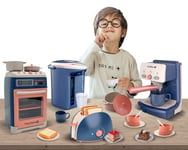 4 in 1 Kids Pretend Play Coffee Maker Toaster Oven Cooker Kettle Kitchen Set