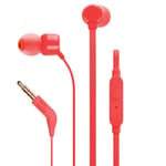 JBL Tune T160 Earphones Red Wired In-Ear Red Lightweight Microphone Earbuds