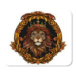 Lion Color Judah King Heraldry Crown Tattoo Mascot Vintage Home School Game Player Computer Worker MouseMat Mouse Padch
