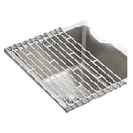 LYRWISHJD Roll-Up Dish Drying Rack Foldable Multipurpose Heat Resistant Large Stainless Steel Kitchen Rollup Dish Drainer Over Sink Mat - Silicone Coated (Size : 26 * 42cm)