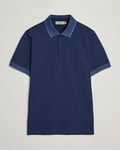 Canali Contrast Collar Short Sleeve Polo Dark Blue