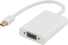 DELTACO mini DisplayPort till VGA-adapter med ljud, 0,25m, vit (DP-VGA14)