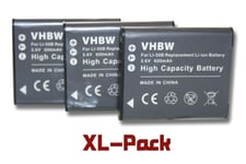vhbw 3x Batterie compatible avec Olympus Stylus Tough / TG-Serie TG-4, TG-620, TG-610, TG-820, TG-810 appareil photo (600mAh, 3,6V, Li-ion)