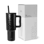 Simple Modern 40 oz Tumbler with Handle and Straw Lid | Insulated Reusable Stainless Steel Water Bottle Travel Mug Iced Coffee Cup | Valentines Gifts Him & Her | Trek Collection | 40oz | Black Leopard