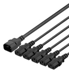 deltaco IEC C14 to 5x IEC C13, Y-splitter cable, 2m, 10A/250V, black