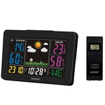 Denver WS-540BLACK Station météo. Thermomètre hygromètre numérique pour la mesure de la température et de l'humidité intérieure/extérieure. Prévisions météorologiques. Fonction horloge et réveil Noir