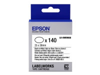 Epson LabelWorks LK-8WBWAB - Svart på hvitt - 25 x 38 mm 140 etikett(er) (1 rull(er) x 140) utstansede ovale etiketter - for LabelWorks LW-1000, LW-300, LW-400, LW-600, LW-700, LW-900, LW-Z5000, LW-Z5010, LW-Z900