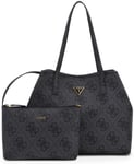 Guess Vikky Tote Peony Large Shopper Bag In Coal Womens