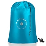Romon Sac à Linge de Rangement Sale Voyage, Grands, Blanchisserie, Pliables, Avec Cordon de Serrage - Bleu 60 * 85cm