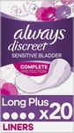 Always Discreet Sensitive Bladder Incontinence Womens Panty Liners Plus 20 Pack