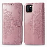 Scratch Resistant Genuine Leather Case Halfway Mandala Embossing Pattern Horizontal Flip Leather Case With Holder & Card Slots, For IPhone 11 Pro Max (Color : Rose Gold)