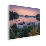 Komar Cadre photo en bois véritable - Swedish Blues - Taille 90 x 60 cm - Impression sur toile - Paysage - Salon Chambre
