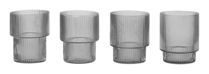 Ripple Glasses Set Of 4 - Smoked Grey