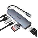 Hub USB C, Tymyp Adaptateur USB C 7 en 1- Sortie HDMI 4K/ PD 100W/ 2 USB A 3.0/1 USB C 3.0/ Lecteur de Carte SD/TF, Hub USB de Type C Compatible avec Ordinateur Portable/MacBook Pro/Pad