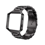 Suitable for Fitbit Blaze Watch Stainless Steel Strap Blaze Bracelet Metal Wrist Strap Sports Steel Strap And Bezel Black strap+bezel