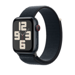 Apple Watch SE (GPS + Cellular) • 40 mm aluminiumboett midnatt • Sportloop midnatt
