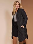 Only Curve Long Sleeve Quilted Jacket - Black, Black, Size 46, Women