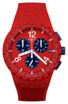 Swatch SUSR407 PRIMARLY RED (42mm) Red and Blue Chronograph Watch