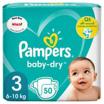 Pampers Baby-Dry Nappies, Size 3 (6-10kg) Essential Pack (50 per pack)