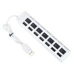 Lect Carte Memoire 7 Ports Led Usb 2.0 Adapter Hub Power On-Off Switch For Pc Laptop Wh