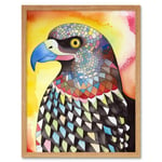 Bald Eagle Bird Folk Art Watercolour Painting Art Print Framed Poster Wall Decor 12x16 inch