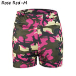 Gym Shorts Yoga Pants Camouflage Printing Rose Red M