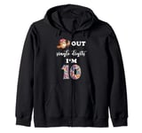 Peace Owl Out Single Digits I'm 10 Years Old 10th Birthday Zip Hoodie