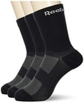 Reebok Unisex Active Foundation 3 Pairs Mid-crew Socks, Black, XL UK