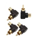 4Pcs RCA Male to RCA Female 90 Degree Right Angle Plug Adapters AV RCA Plug Extender,Black