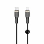 Fast flettet serie USB-C/Lightning-kabel - 2 meter svart